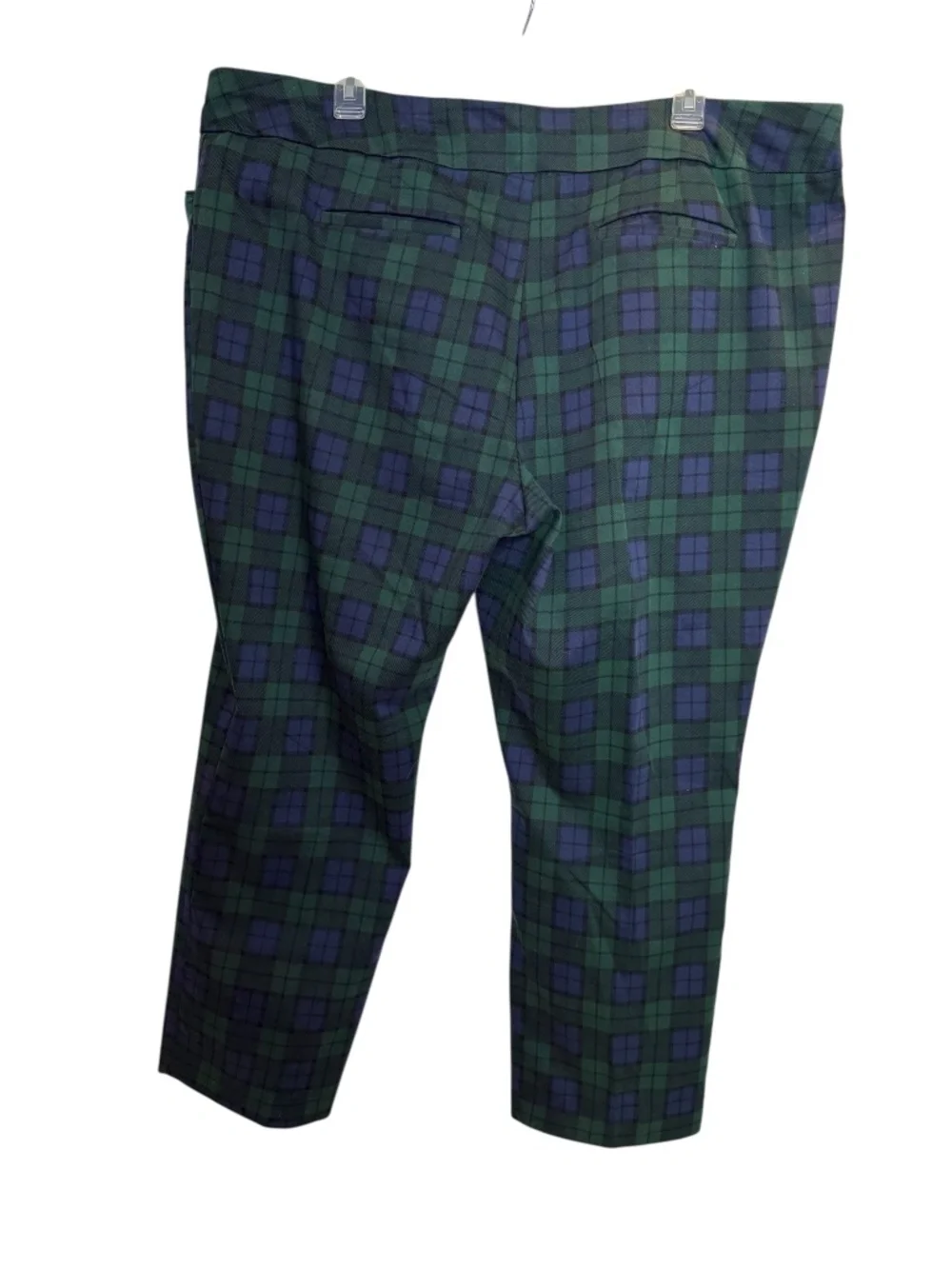 Croft & Barrow Green and Navy Plaid Knit Trousers  Womens Plus 28W